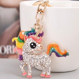 Unicorn Keychain Rhinestone Unicorn Charm Bag Charm Keychain Horse Charm